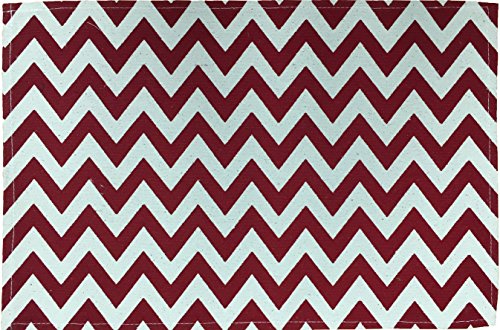 Set of 4, Chevron Design Red and White Tapestry placemats for Dining Table, Table mat for Dining Room Easy to Clean, Machine Washable Size: 13” x 19”.