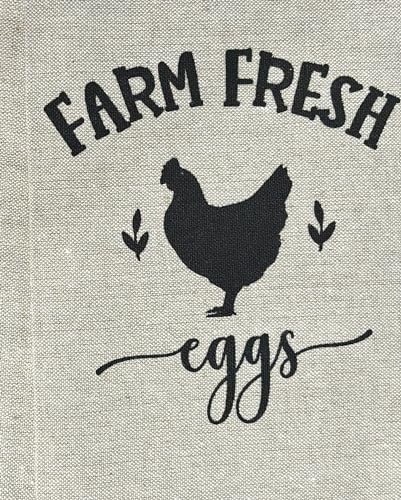 Set of 2, 100% Cotton Farm Fresh Eggs, Farmhouse Themed Flour Sack Tea Towel/Kitchen Towel for Wedding, Baby Shower, Home Decor, Housewarming 16 X 28 Inch.