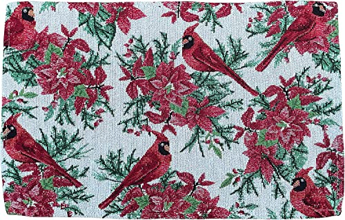 Set of 10, Red Cardinal Bird Holiday Season Christmas Design Tapestry Kitchen Towel Set, Include 4 Placemats, 4 Kitchen Towels, Pot Holder & Oven mitt.