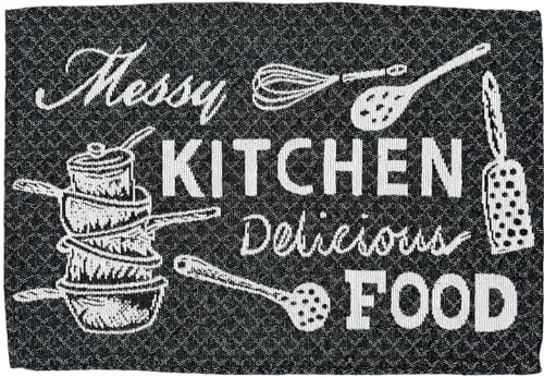 Set of 4, Messy Kitchen Delicious Food Kitchen Tapestry placemats for Kitchen Dining Table Mats, Easy to Clean, Machine Washable. Size: 13" x 19".