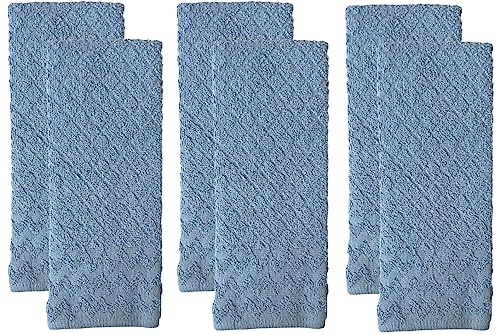 Premium Cotton Kitchen Towels Dish Towels Set of 6, Diamond Design Kitchen Towels 425 GSM, Soft and Highly Absorbent, Machine Washable Size: 16 x 26 Inch.