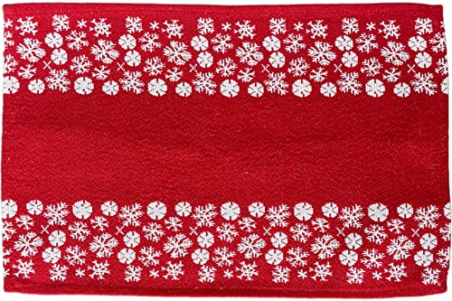 Set of 4, Red Snowflakes Christmas Christmas Tapestry Placemats for Holiday Season, Home Decoration Kitchen Dining Table, Easy to Clean Size: 13" x 19".