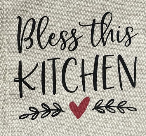 Set of 2, 100% Cotton, Bless This Kitchen, Farmhouse Themed Flour Sack Tea Towel/Kitchen Towel for Wedding, Baby Shower, Home Decor, Housewarming 16 X 28 Inch.