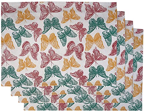 Set of 4, Geometric Multi Color Butterfly Design Tapestry placemats for Dining Table, Table mat for Dining Room Easy to Clean, Machine Washable Size: 13” x 19”.