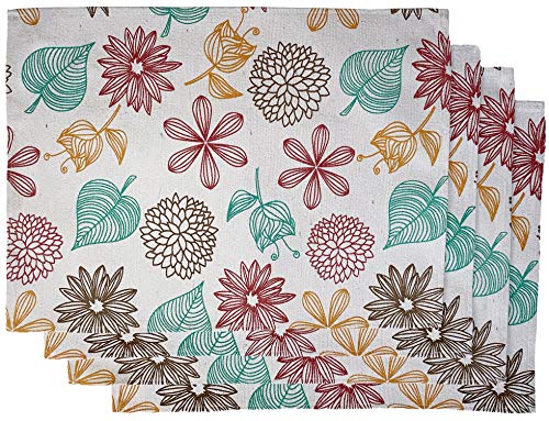 Set of 4, Succulent, Flower and Leaf Design Tapestry placemats for Dining Table, Table mat for Dining Room Easy to Clean, Machine Washable Size: 13” x 19”.