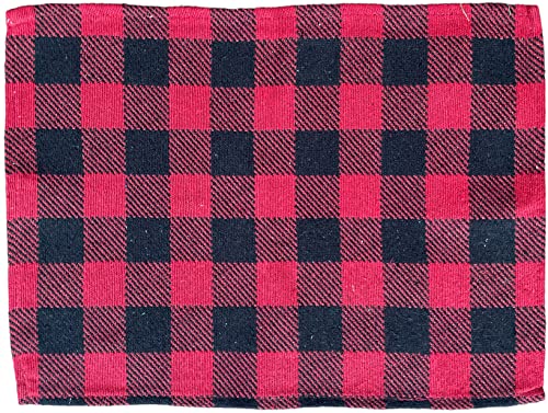 Set of 4, Red and Black Plaid Autumn Fall Tapestry Placemats for Kitchen Dining Table Easy to Clean, Machine Washable Size: 13” x 19”.