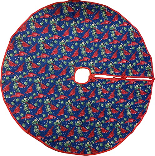 54 Inch Christmas Tree Skirt, Red Cardinal Bird Design for Christmas Party Home