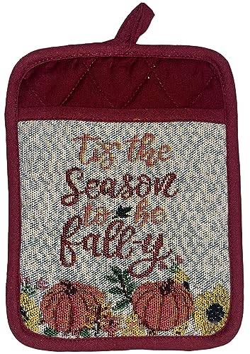 Set of 10, Tis The Season to be Fall-y Autumn Fall Thanksgiving Harvest Fall Kitchen Towel Set, Include 4 Placemats, 4 Kitchen Towels, Pot Holder & Oven mitt.