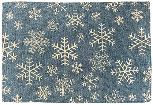 Set of 4, Snowflakes Christmas Tapestry Placemat for Holiday Season, Home Decoration Kitchen Dining Table, Perfect for Party or Gifts. Easy to Clean Size: 13" x 19".