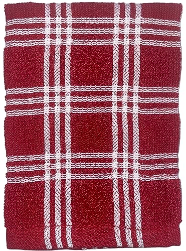 Petal Cliff Set of 6, 100% Cotton Terry Kitchen Towels Dish Towels 425 GSM, Soft and Highly Absorbent, Machine Washable (Red, Dishcloths - 12 x 12 Inch)