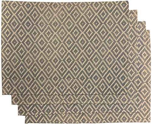 Set of 4, Diamond Design Tapestry Placemats for Dining Table, Table Mat for Dining Room Easy to Clean, Machine Washable Size: 13 x 19 inch.