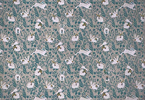 Set of 4,Happy Easter Design Bunnies and Fern Tapestry Placemats Dining Table, Table mat for Kitchen Table, Machine Washable Size: 13 x 19 inch.