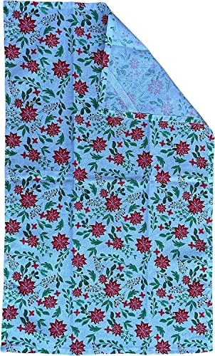 Set of 6, 100% Cotton, Red Poinsettia Flower Design Christmas/Holiday Season Kitchen Towel Set, Includes 4 Kitchen Towels, Pot Holder & Oven mitt.