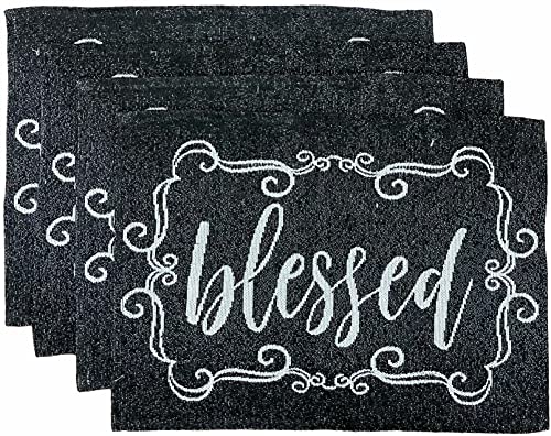 Set of 4, Blessed Decorative Tapestry Placemats for Kitchen Dining Table Mats, Easy to Clean, Machine Washable. Size: 13" x 19".