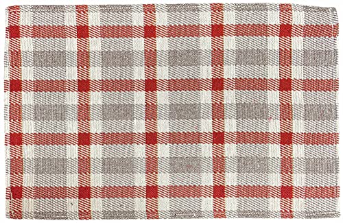 Orange Gray Plaid / Checkered Woven Autumn Fall Tapestry Placemat for Thanksgiving Set of 4, Kitchen Table Mats for Kitchen Dining Table, Easy to Clean Size : 13" x 19".