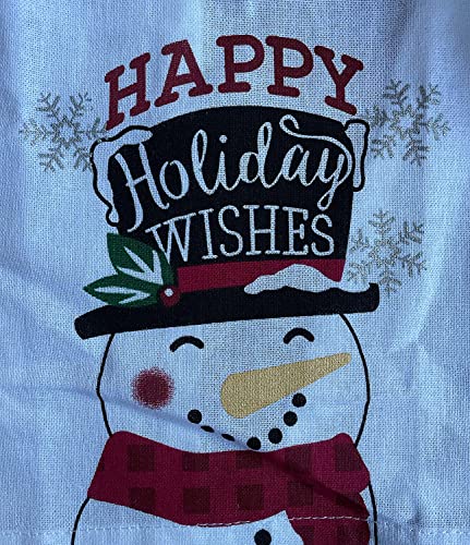 Set of 4, Christmas Tie Kitchen Towels 100% Cotton, Snowman Happy Holiday Wishes, Cardinal, Red Poinsettia Flower, Believe in The Magic of Christmas.Size: 16" x 18" x 3.5".