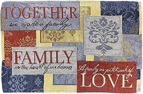 Set of 4, Together Family Love - Decorative Tapestry Placemats for Kitchen Dining Table Mats, Easy to Clean, Machine Washable. Size: 13" x 19".