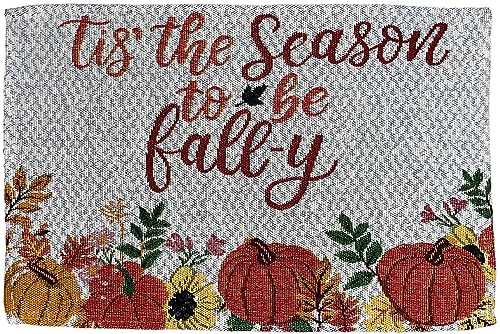 Set of 10, Tis The Season to be Fall-y Autumn Fall Thanksgiving Harvest Fall Kitchen Towel Set, Include 4 Placemats, 4 Kitchen Towels, Pot Holder & Oven mitt.