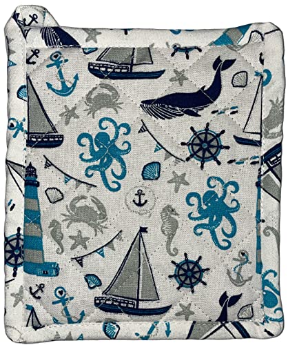 Set of 4, 100% Cotton, Coastal Nautical Fish Design, Kitchen Towel Set, Include