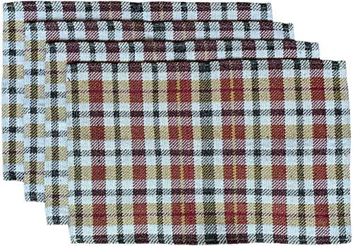 Autumn Fall Plaid Tapestry Placemat for Thanksgiving Set of 4, Kitchen Table Mats for Kitchen Dining Table, Easy to Clean Size : 13" x 19".