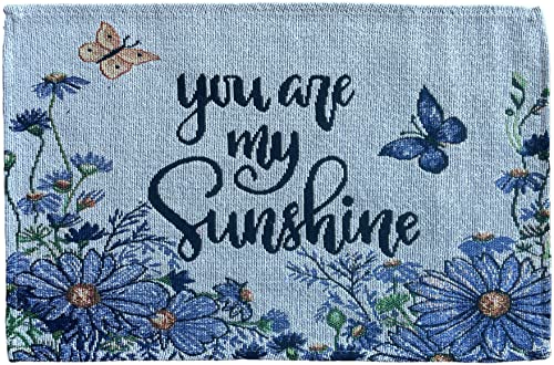 Set of 4 Blue Cornflower with Butterfly You are My Sunshine Printed Tapestry pla