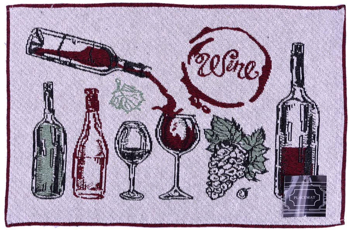 Set of 4, Wine Collection Napa Valley with Pinot Design Tapestry Placemats for Dining Table, Table mat for Dining Room Easy to Clean, Machine Washable Size: 13 x 19 inch.