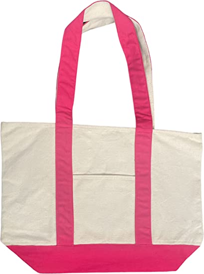 100% Cotton Heavy Duty Expandable two-tone gusseted Reusable Tote Bag & Front Pocket, Machine Washable Size 14 x 19 x 6 inch.