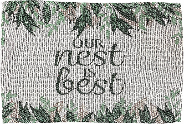 Set of 4, Decorative Leaf Quote - Our Nest is Best Tapestry Placemats for Kitchen Dining Table Mats, Easy to Clean, Machine Washable. Size: 13" x 19".