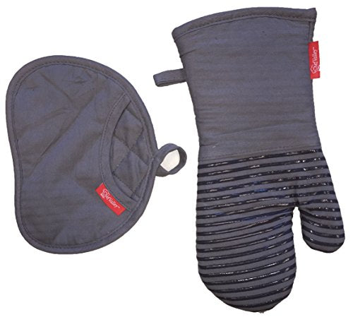 2 Pcs, Cotton and Neoprene Oven Mitt and Pot Holder Kitchen Sets.