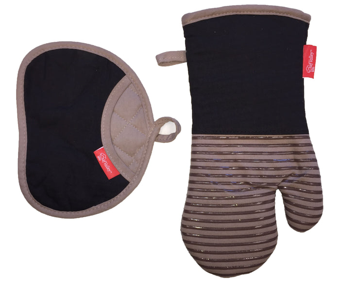 2 Pcs, Cotton and Neoprene Oven Mitt and Pot Holder Kitchen Sets.