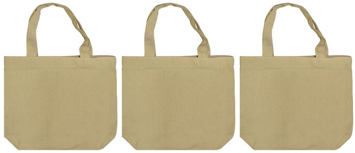 3 Pcs, 100% Cotton Small Canvas Tote Bag Size: 11 x 9 x 3 Inch Perfect for Screen Printer, Artist & Reusable for Grocery.