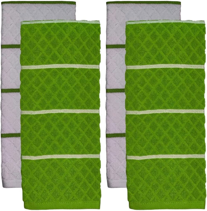 Set of 4, 100% Cotton Diamond Pattern Jacquard Kitchen Towels, Dish Towels, Tea