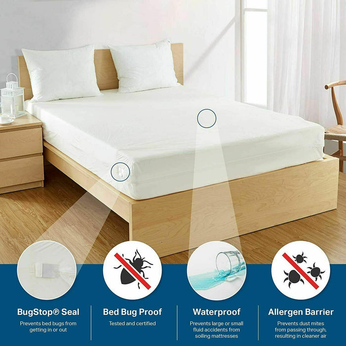 12" Heavy Gauge Vinyl Mattress Cover with Zipper, Water proof, Bed Bug Protector