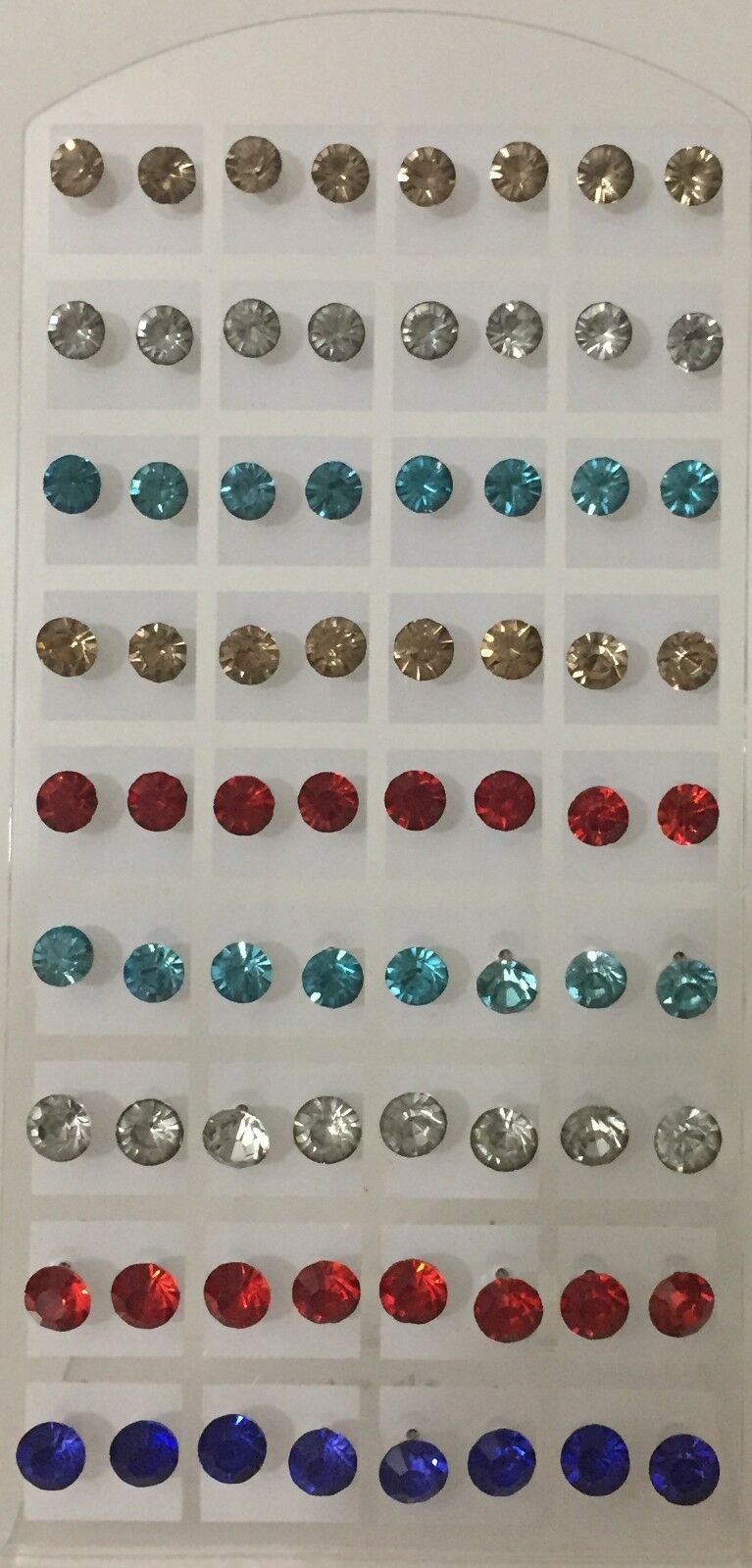 36 Pairs Color Round Cubic Zirconia Stud Earring Sets