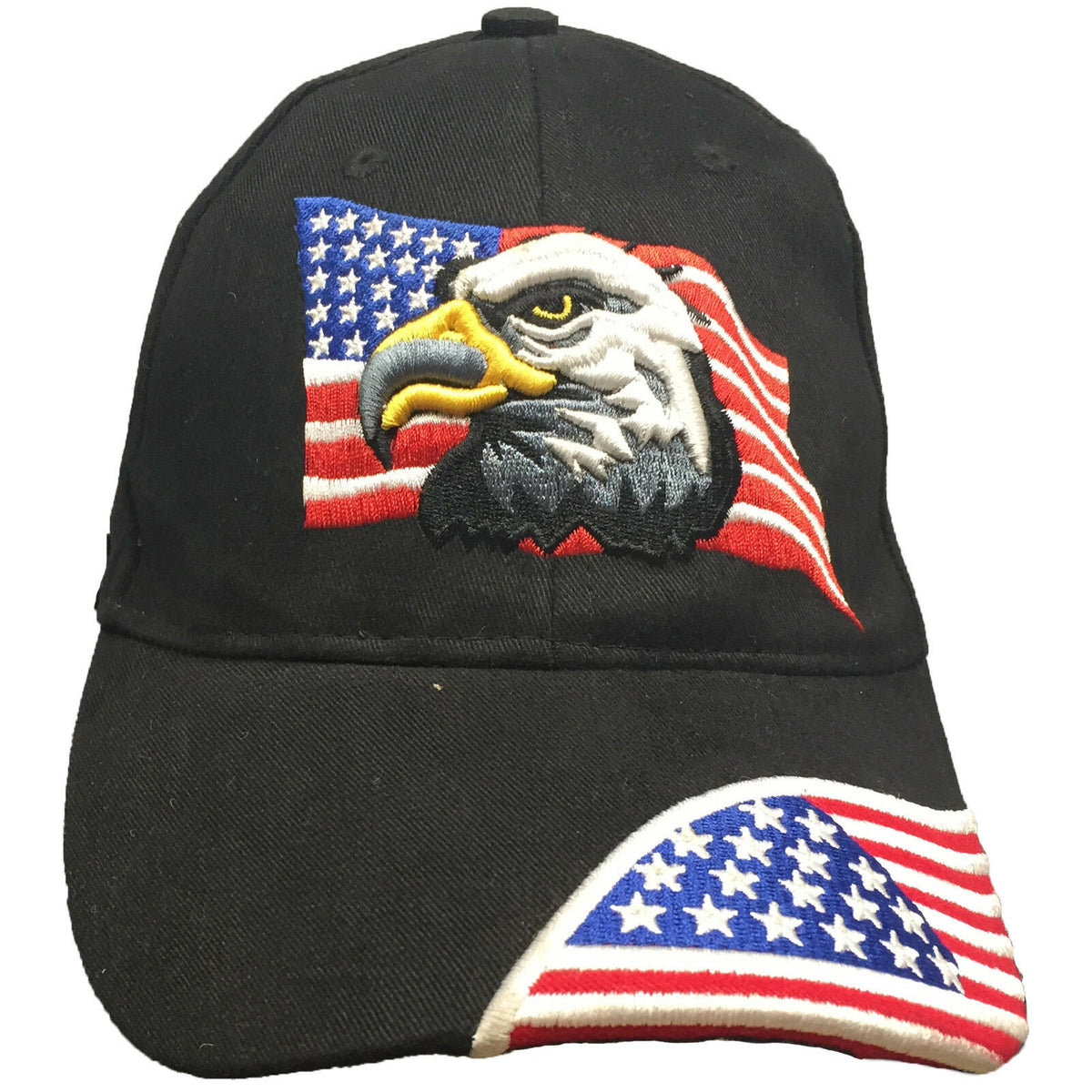 6 Panel USA Patriotic Eagle Adjustable Metal Snap Back Baseball trucker Cap Hat.